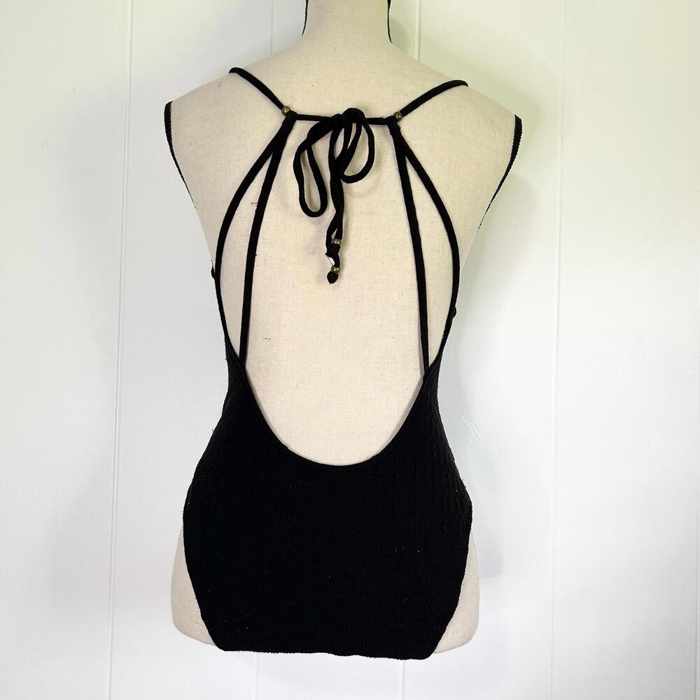 Lucky Brand Black Open Back One-Piece Bathing Suit Women's Medium - Picture 3 of 4